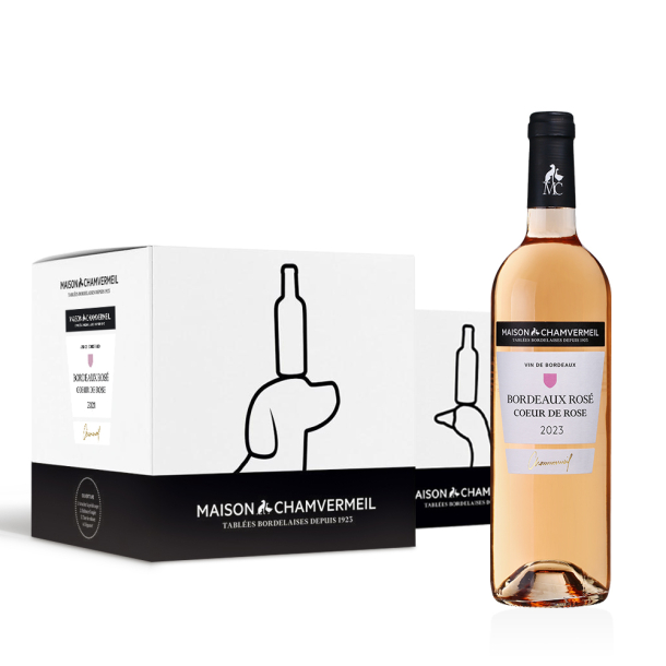 Vin AOC Bordeaux Rosé
- Cœur de rose ROSÉ 2023 carton 12 bouteilles